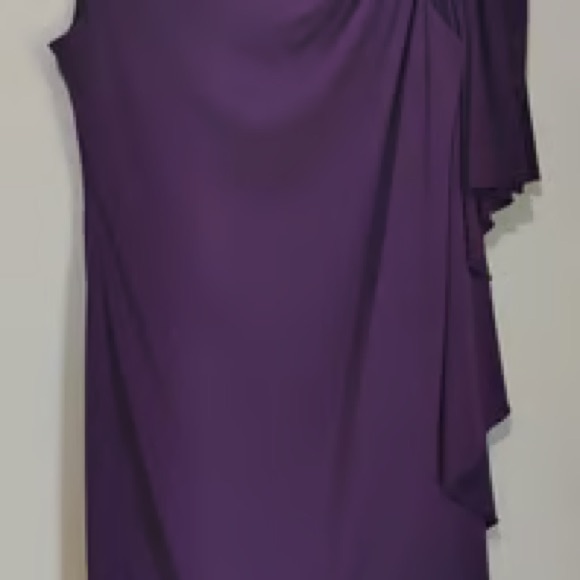 NWOT VALERIE BERTINELLI Elegant Purple Draped Dress w/Front Ruching Flattering - Picture 7 of 8